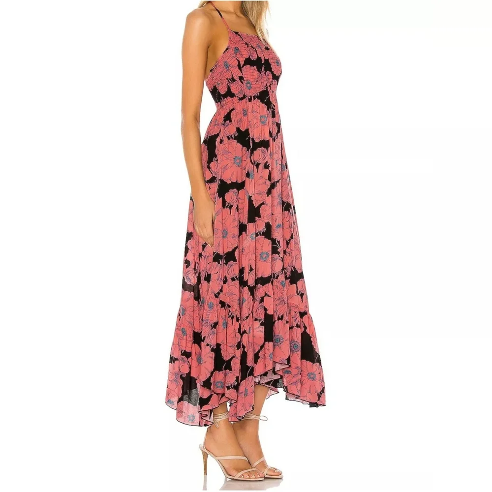 Free People Pink Floral Halter Maxi Dress